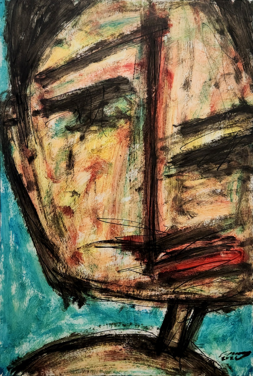 서현규, 자아, 2026, 46.9x31.6cm, 종이에 유채